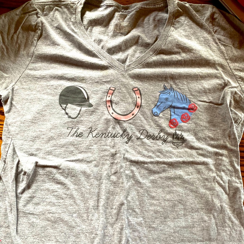 Ladies Grey Kentucky Derby tshirt large.